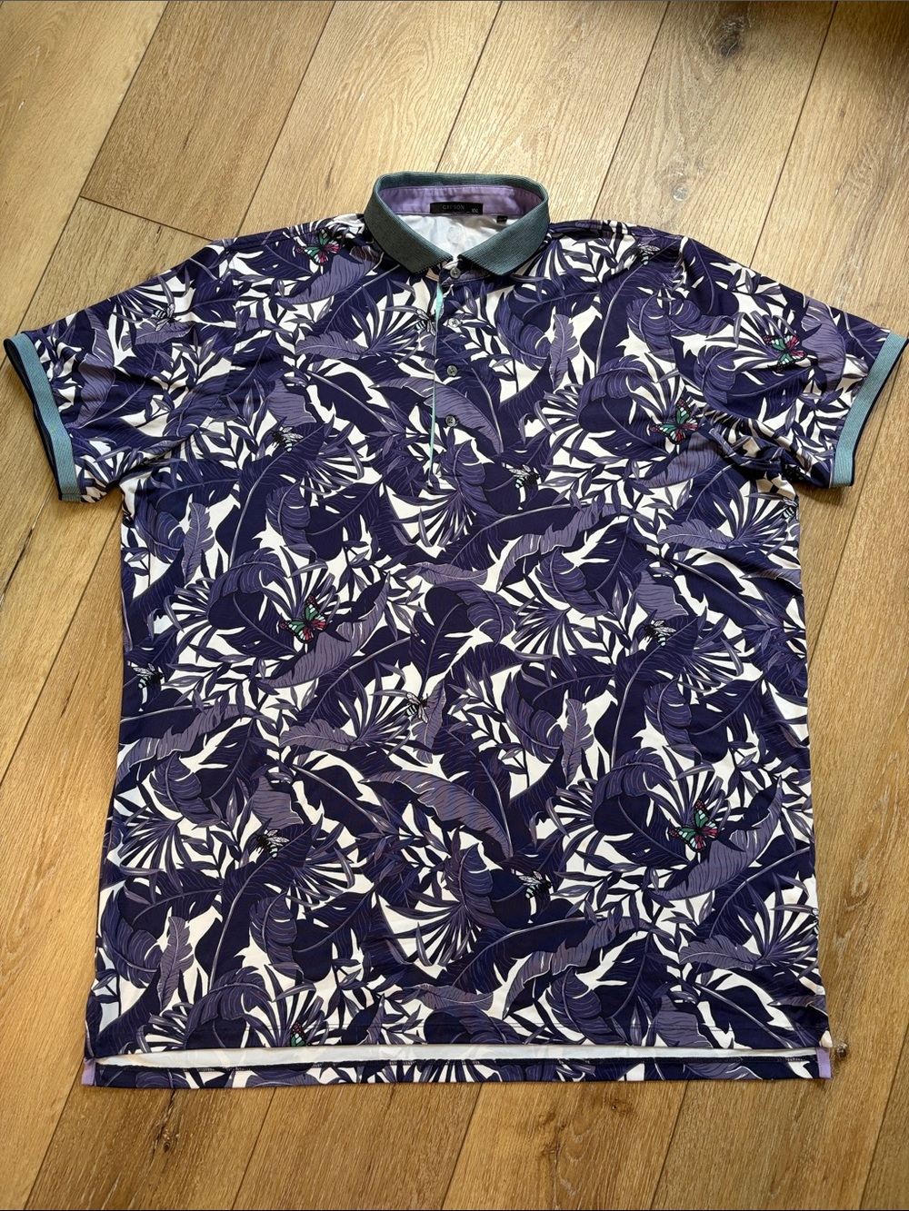 Greyson Golf Shirt Polo Lost World Print XXL Abyss Purple Polyester
